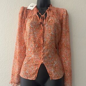 Free Floral Orange Women's Top